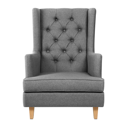 Artiss Rocking Chair Armchair Linen Fabric Grey Gaia - Cosy Abode