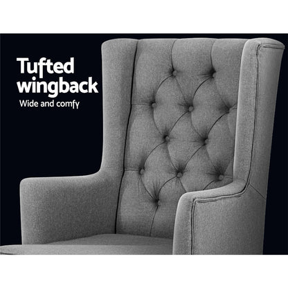 Artiss Rocking Chair Armchair Linen Fabric Grey Gaia - Cosy Abode