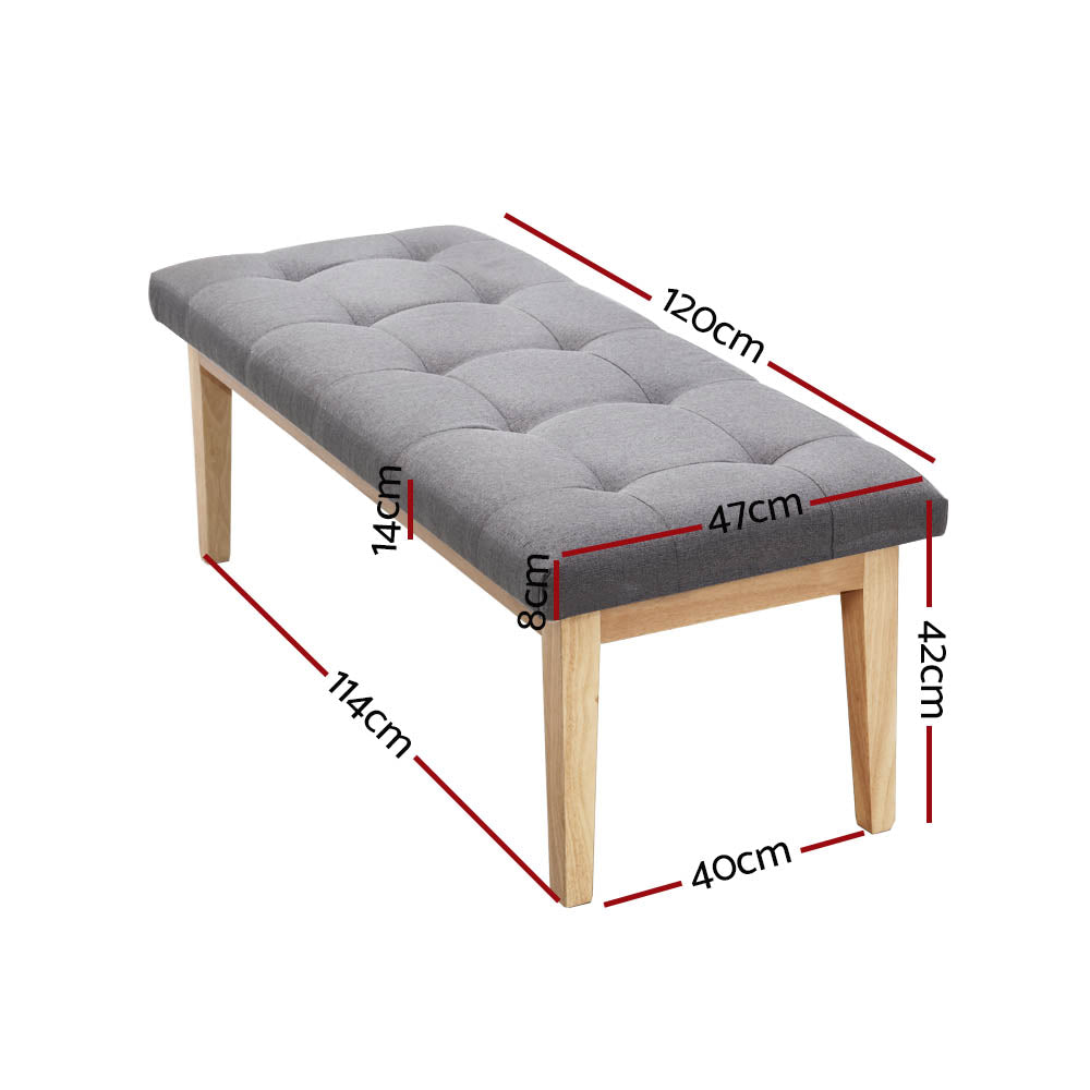 Artiss Ottoman Bench 120cm Foot Stool Linen Grey - Cosy Abode