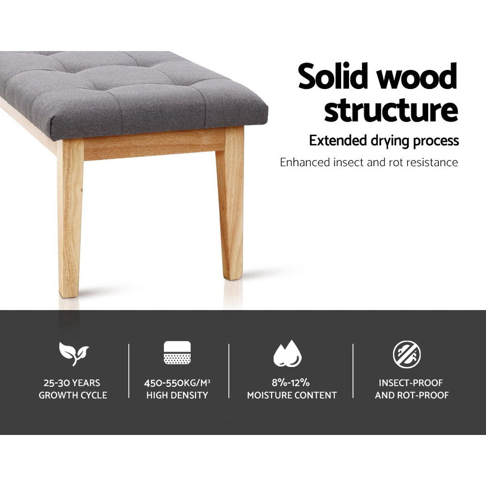 Artiss Ottoman Bench 120cm Foot Stool Linen Grey - Cosy Abode