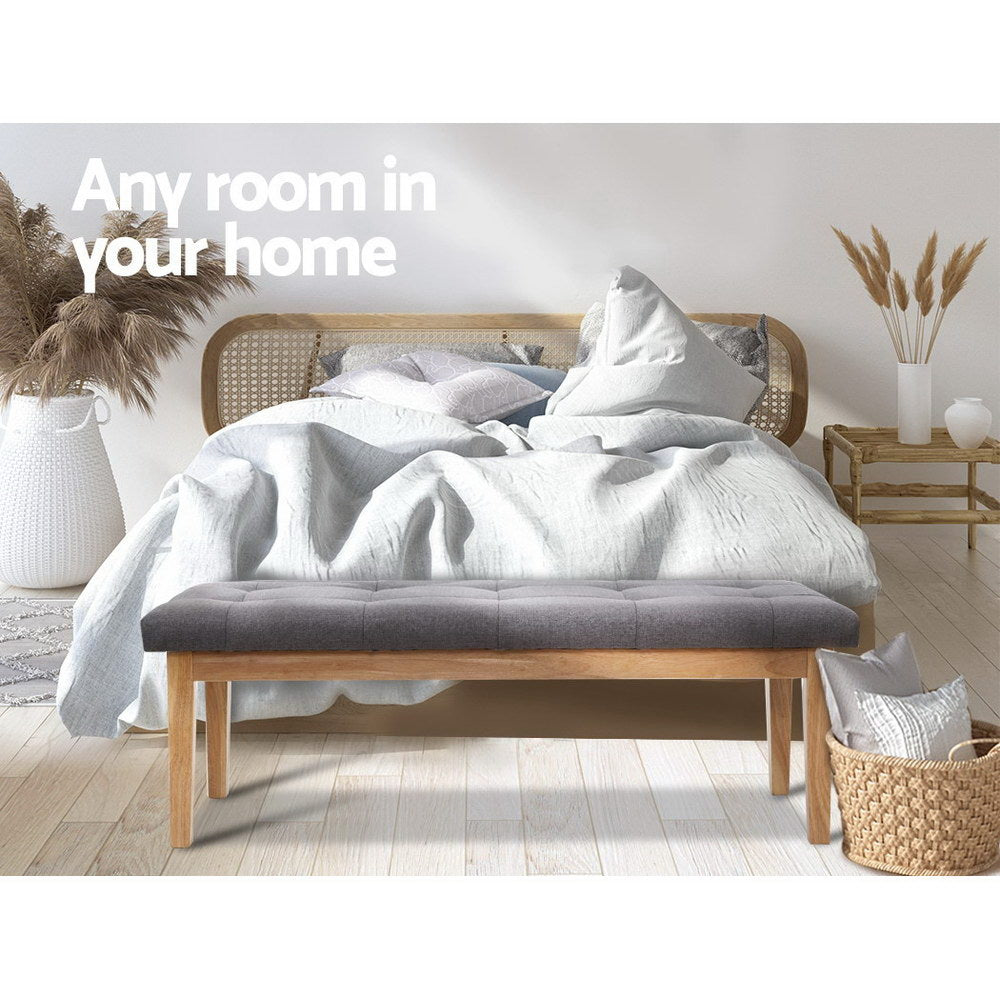 Artiss Ottoman Bench 120cm Foot Stool Linen Grey - Cosy Abode
