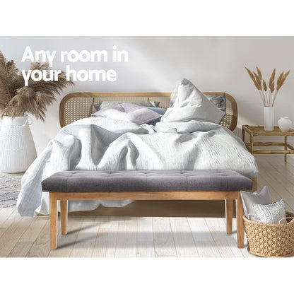 Artiss Ottoman Bench 120cm Foot Stool Linen Grey - Cosy Abode