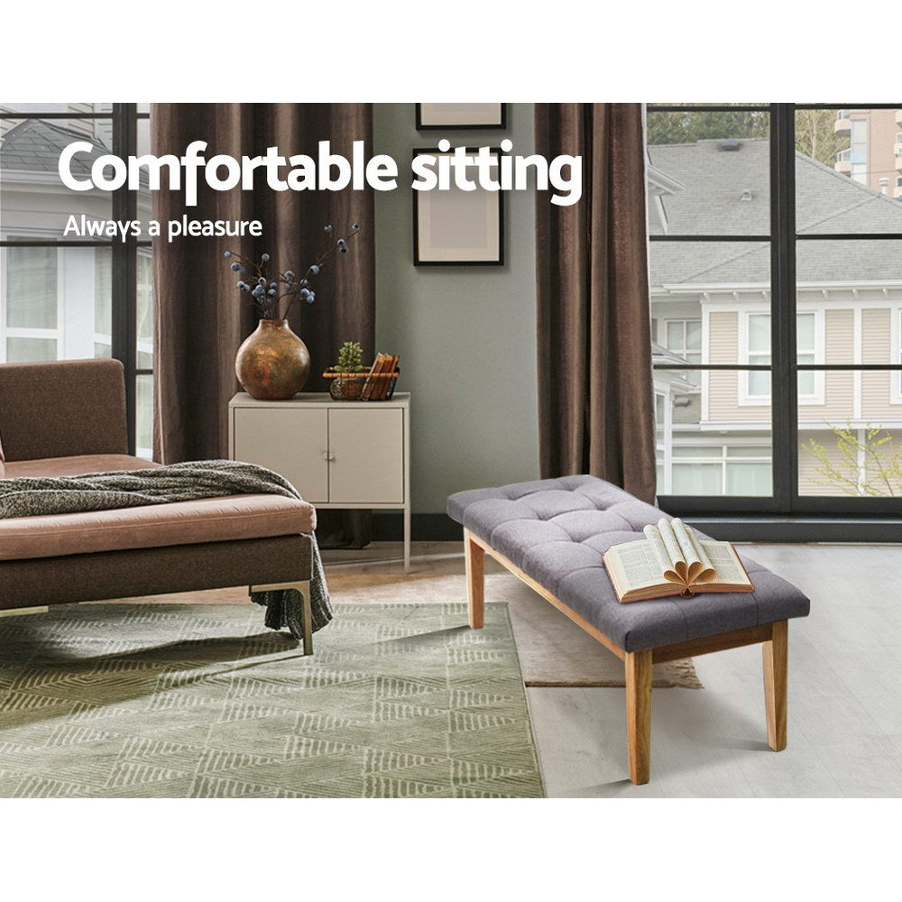 Artiss Ottoman Bench 120cm Foot Stool Linen Grey - Cosy Abode