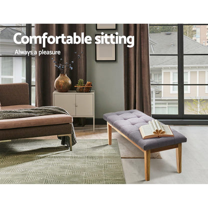 Artiss Ottoman Bench 120cm Foot Stool Linen Grey - Cosy Abode