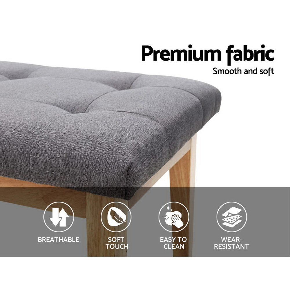 Artiss Ottoman Bench 120cm Foot Stool Linen Grey - Cosy Abode
