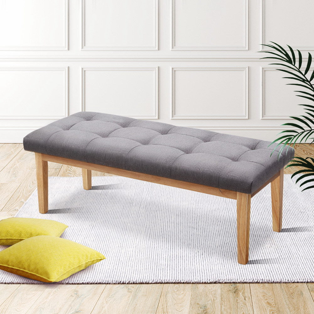 Artiss Ottoman Bench 120cm Foot Stool Linen Grey - Cosy Abode