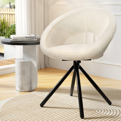 Artiss Dining Chairs Set of 2 Sherpa Boucle Swivel Base - Cosy Abode