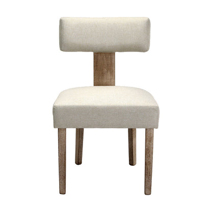 Artiss Dining Chairs Set of 2 Linen Fabric Wooden Beige - Cosy Abode