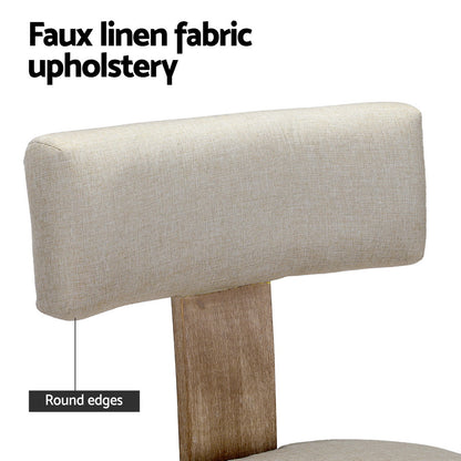 Artiss Dining Chairs Set of 2 Linen Fabric Wooden Beige - Cosy Abode