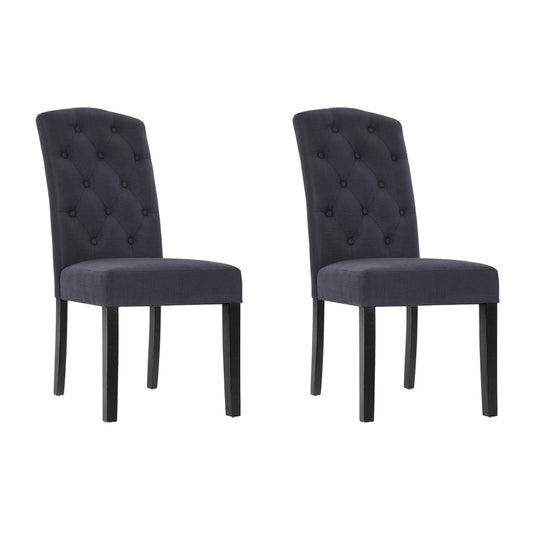 Artiss Dining Chairs Set of 2 Linen Parsons Chair Dark Grey - Cosy Abode