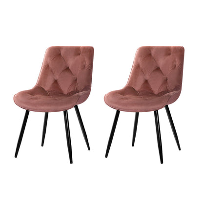 Artiss Dining Chairs Set of 2 Velvet Diamond Tufted Pink - Cosy Abode