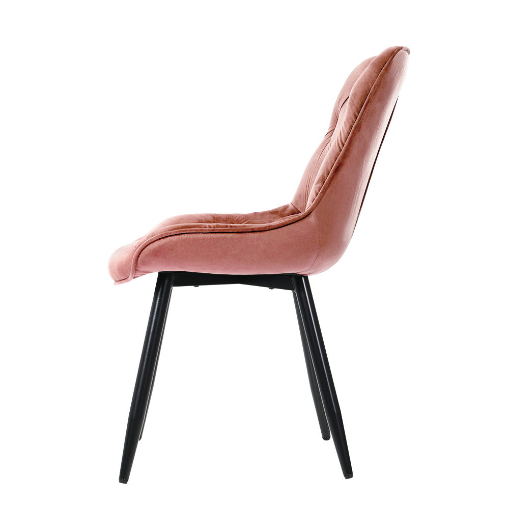 Artiss Dining Chairs Set of 2 Velvet Diamond Tufted Pink - Cosy Abode