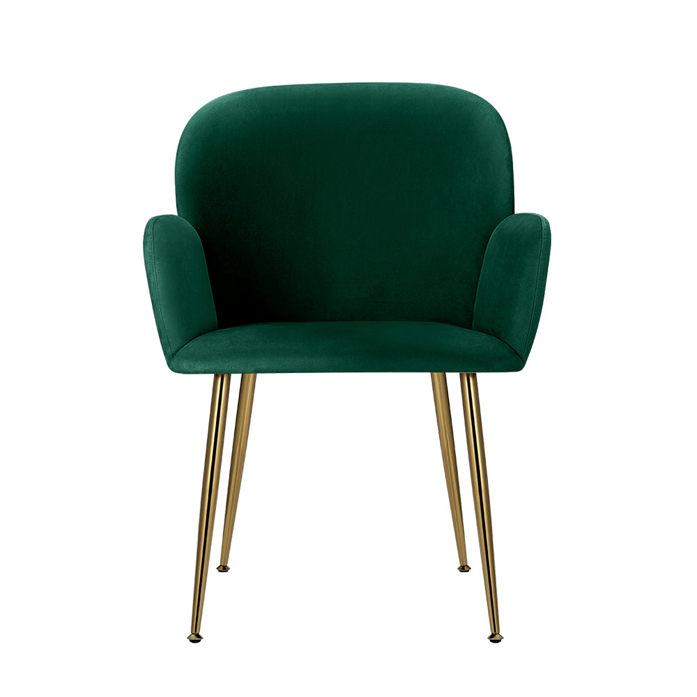 Artiss Dining Chairs Set of 2 Velvet Armchair Green - Cosy Abode
