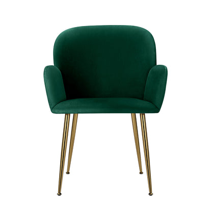 Artiss Dining Chairs Set of 2 Velvet Armchair Green - Cosy Abode
