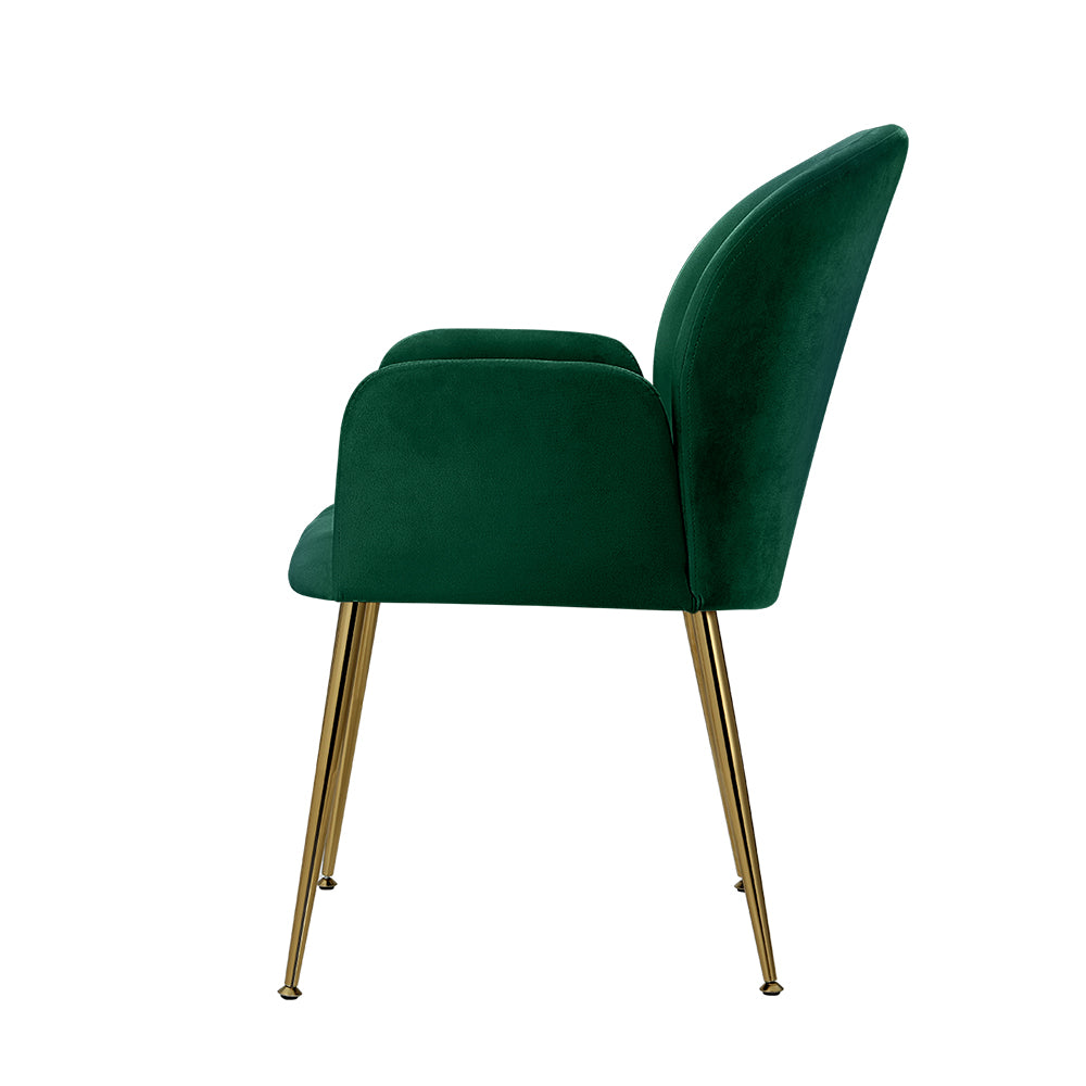 Artiss Dining Chairs Set of 2 Velvet Armchair Green - Cosy Abode