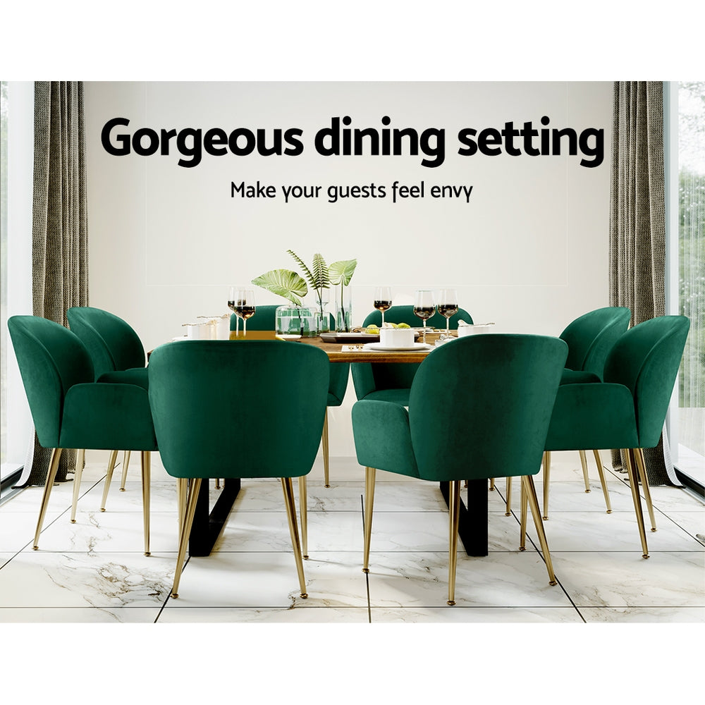 Artiss Dining Chairs Set of 2 Velvet Armchair Green - Cosy Abode