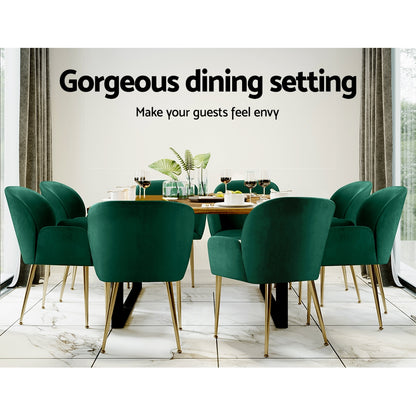 Artiss Dining Chairs Set of 2 Velvet Armchair Green - Cosy Abode