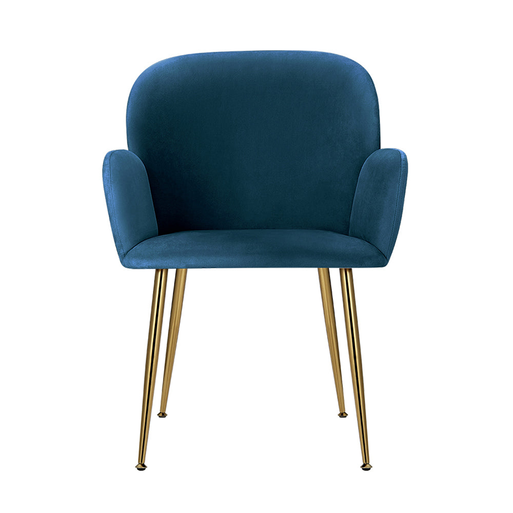 Artiss Dining Chairs Set of 2 Velvet Armchair Blue - Cosy Abode