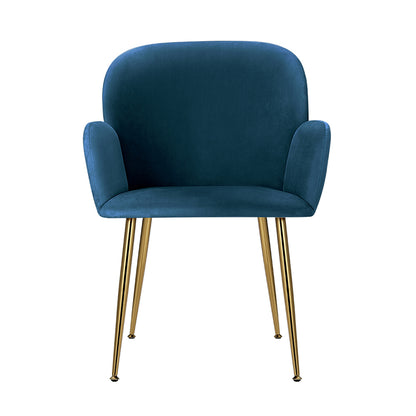 Artiss Dining Chairs Set of 2 Velvet Armchair Blue - Cosy Abode