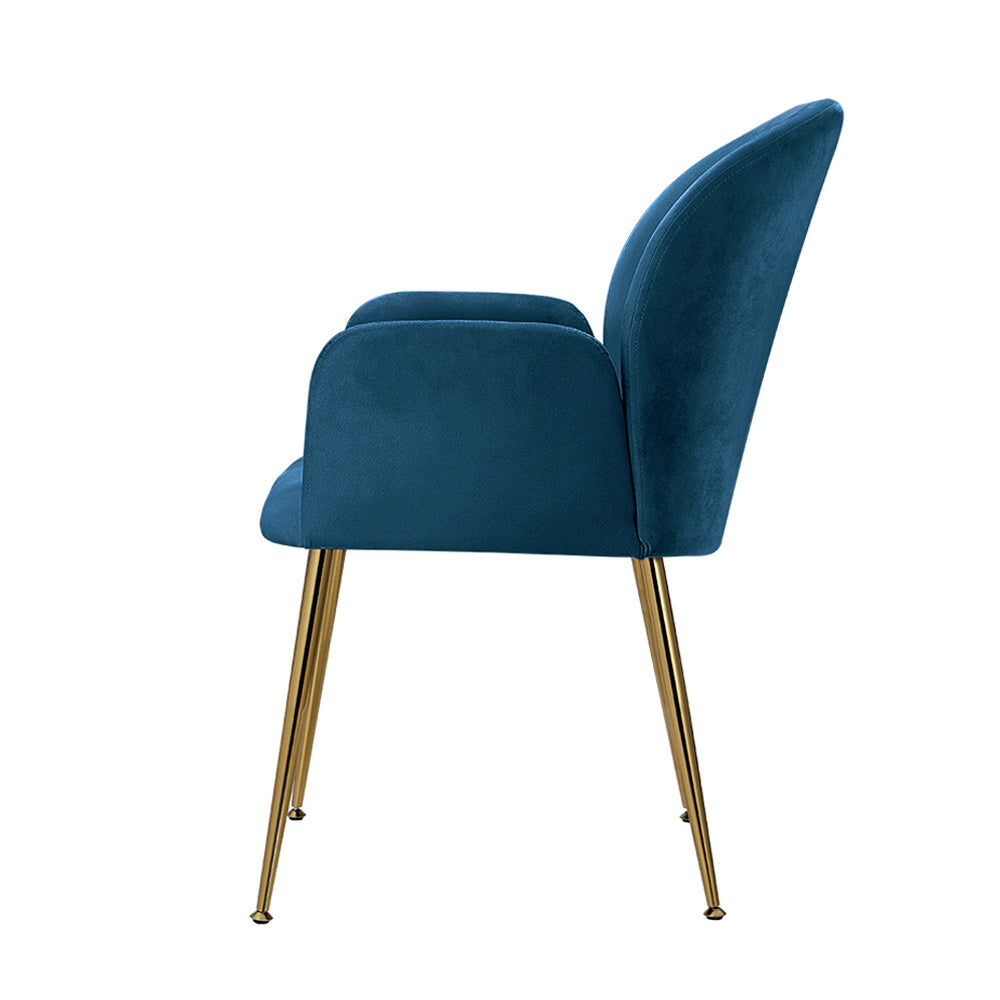 Artiss Dining Chairs Set of 2 Velvet Armchair Blue - Cosy Abode