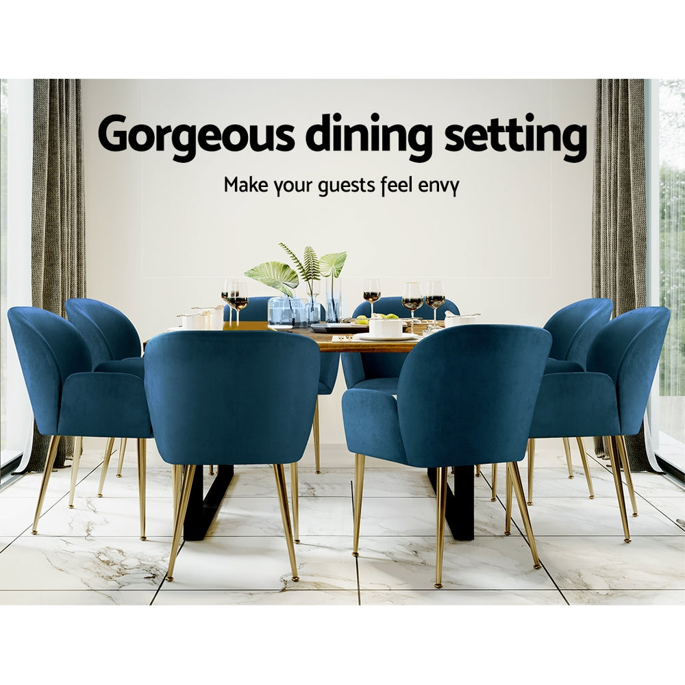 Artiss Dining Chairs Set of 2 Velvet Armchair Blue - Cosy Abode