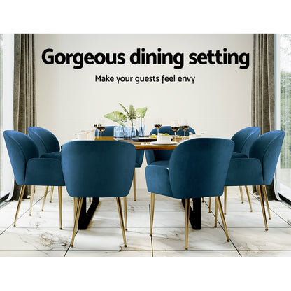 Artiss Dining Chairs Set of 2 Velvet Armchair Blue - Cosy Abode
