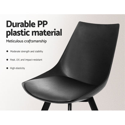 Artiss Dining Chairs Set of 2 PU Leather Plastic Metal Black - Cosy Abode