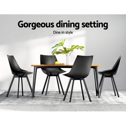 Artiss Dining Chairs Set of 2 PU Leather Plastic Metal Black - Cosy Abode