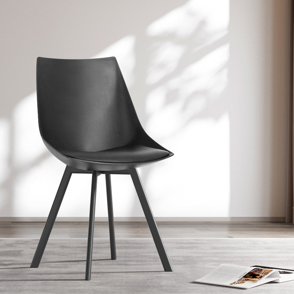 Artiss Dining Chairs Set of 2 PU Leather Plastic Metal Black - Cosy Abode