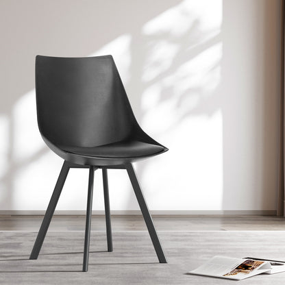 Artiss Dining Chairs Set of 2 PU Leather Plastic Metal Black - Cosy Abode