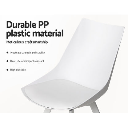 Artiss Dining Chairs Set of 2 PU Leather Plastic Metal White - Cosy Abode
