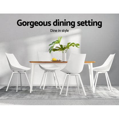 Artiss Dining Chairs Set of 2 PU Leather Plastic Metal White - Cosy Abode