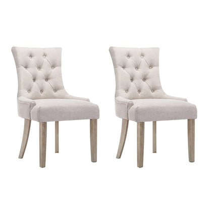 Artiss Dining Chairs Set of 2 Linen French Provincial Beige - Cosy Abode