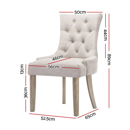 Artiss Dining Chairs Set of 2 Linen French Provincial Beige - Cosy Abode