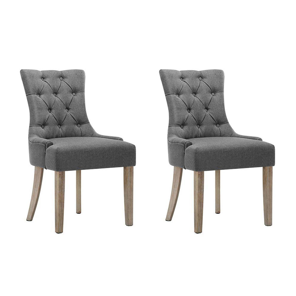 Artiss Dining Chairs Set of 2 Linen French Provincial Grey - Cosy Abode