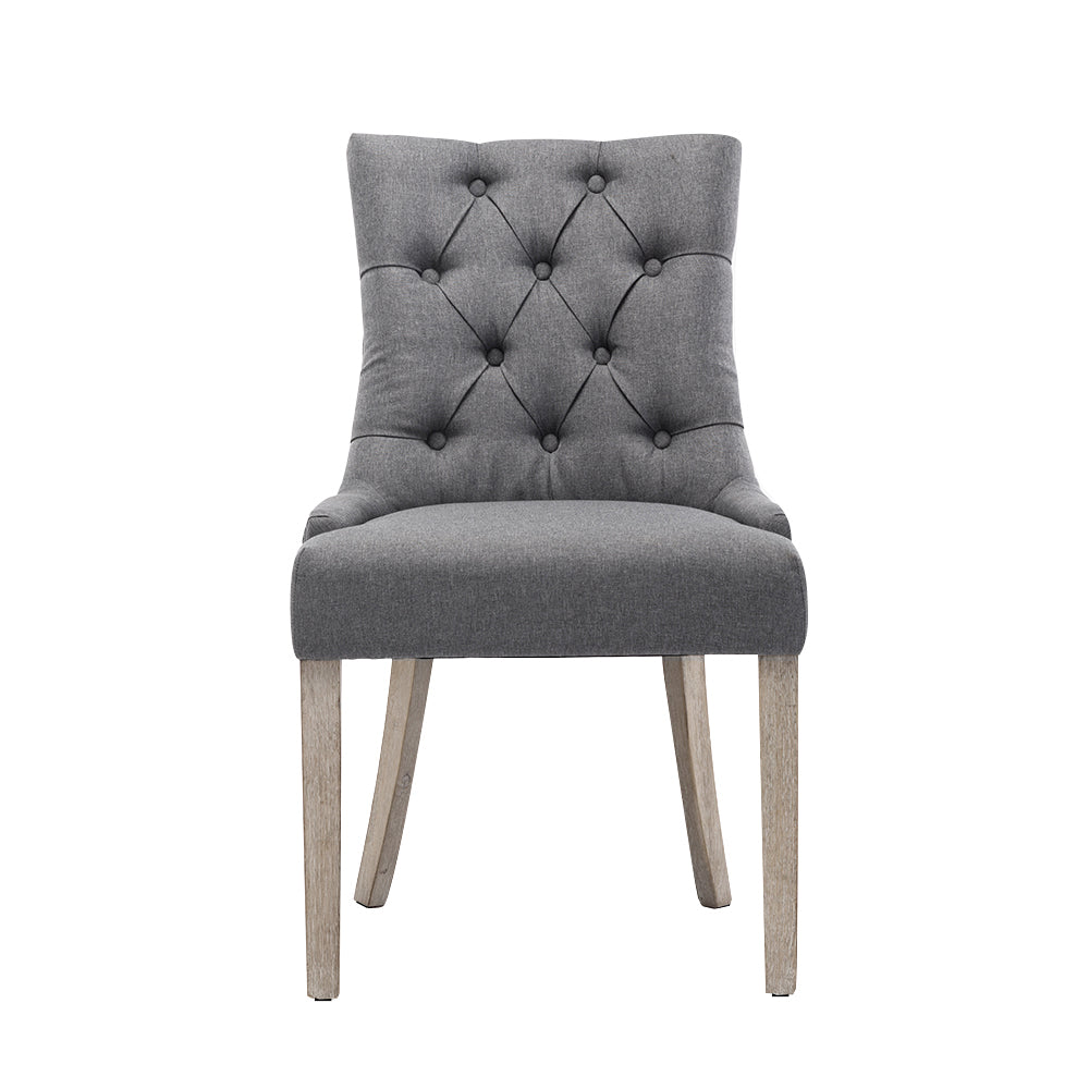 Artiss Dining Chairs Set of 2 Linen French Provincial Grey - Cosy Abode