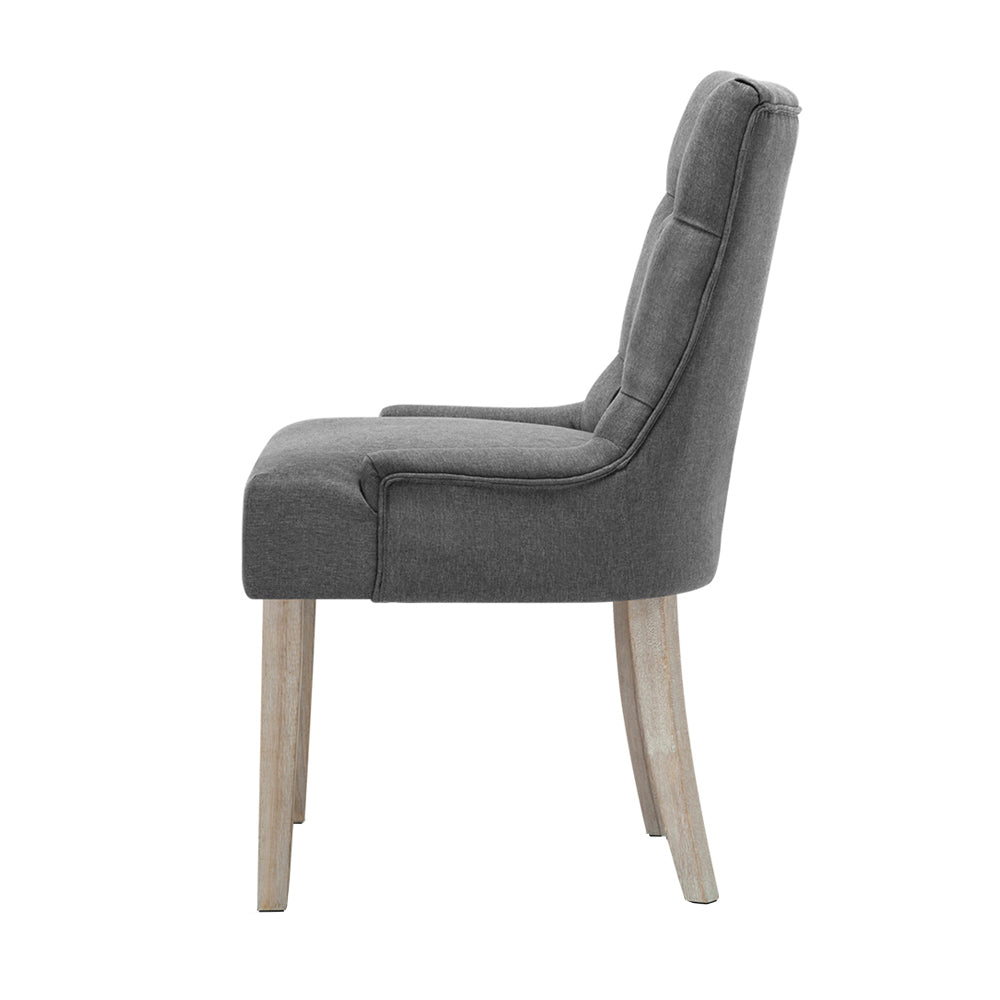 Artiss Dining Chairs Set of 2 Linen French Provincial Grey - Cosy Abode