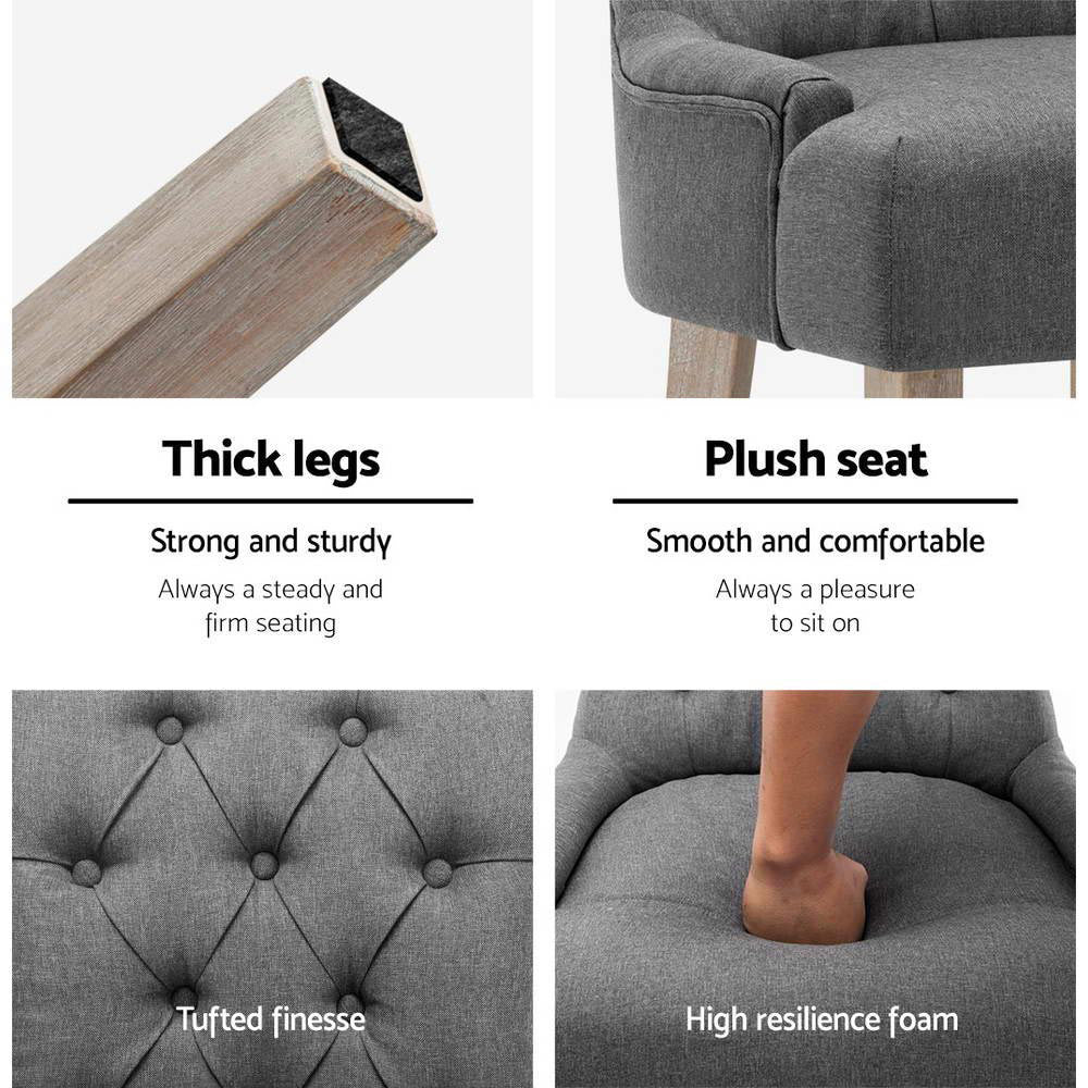 Artiss Dining Chairs Set of 2 Linen French Provincial Grey - Cosy Abode