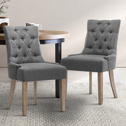 Artiss Dining Chairs Set of 2 Linen French Provincial Grey - Cosy Abode