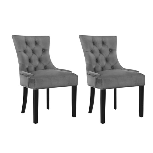 Artiss Dining Chairs Set of 2 Velvet French Provincial Grey - Cosy Abode