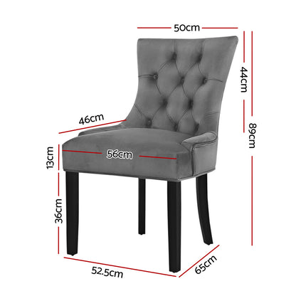 Artiss Dining Chairs Set of 2 Velvet French Provincial Grey - Cosy Abode