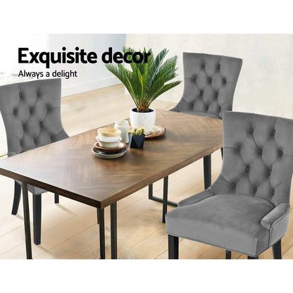 Artiss Dining Chairs Set of 2 Velvet French Provincial Grey - Cosy Abode