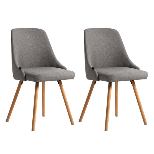 Artiss Dining Chairs Set of 2 Fabric Wooden Grey - Cosy Abode