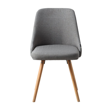 Artiss Dining Chairs Set of 2 Fabric Wooden Grey - Cosy Abode