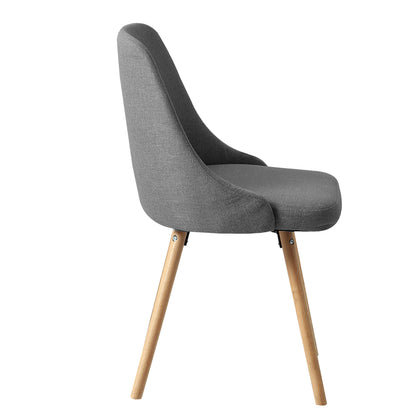 Artiss Dining Chairs Set of 2 Fabric Wooden Grey - Cosy Abode