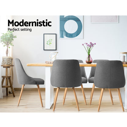 Artiss Dining Chairs Set of 2 Fabric Wooden Grey - Cosy Abode