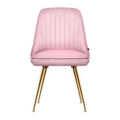 Artiss Dining Chairs Set of 2 Velvet Channel Tufted Pink - Cosy Abode