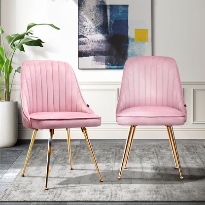 Artiss Dining Chairs Set of 2 Velvet Channel Tufted Pink - Cosy Abode