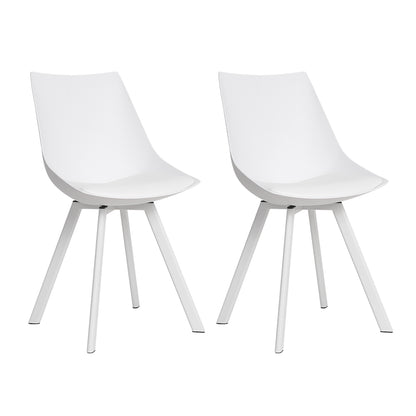 Artiss Dining Chairs Set of 2 PU Leather Plastic Metal White - Cosy Abode
