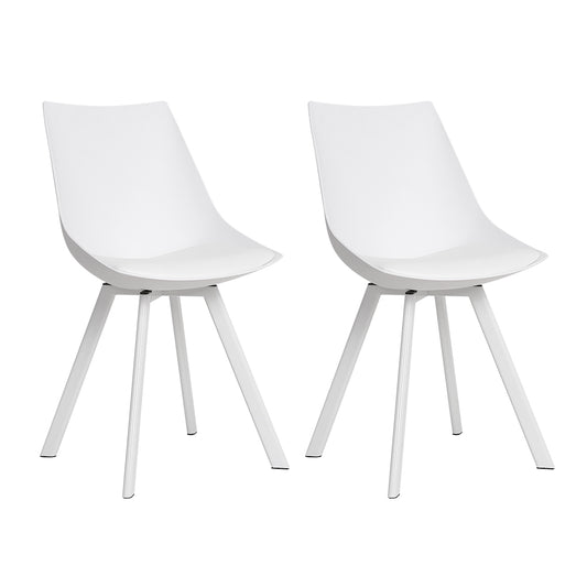 Artiss Dining Chairs Set of 2 PU Leather Plastic Metal White - Cosy Abode